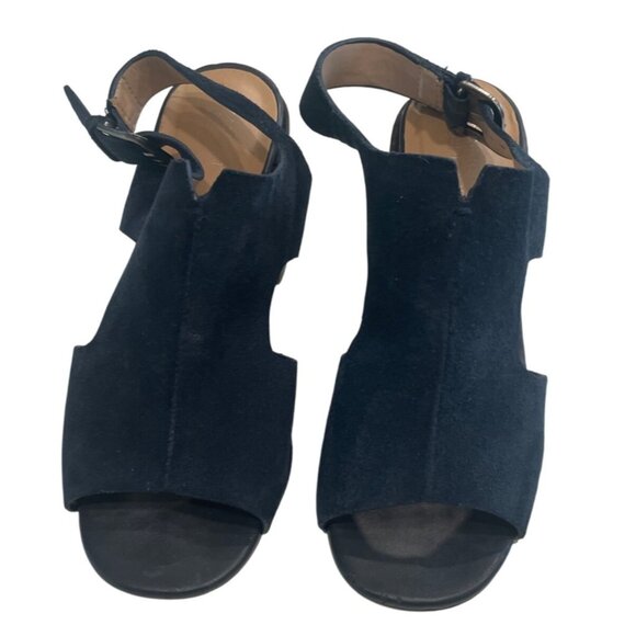 Market & Spruce Navy Gabriel Suede Slingback Block Heel Size 7 Timeless Comfort - Picture 2 of 6